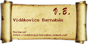 Vidákovics Barnabás névjegykártya